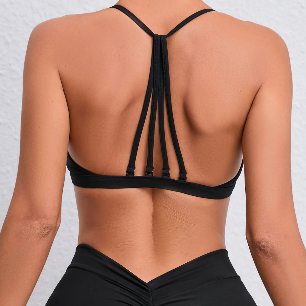 European and American style yoga sports bra with cross-back design, slimming effect, suitable for women exercise and lifting