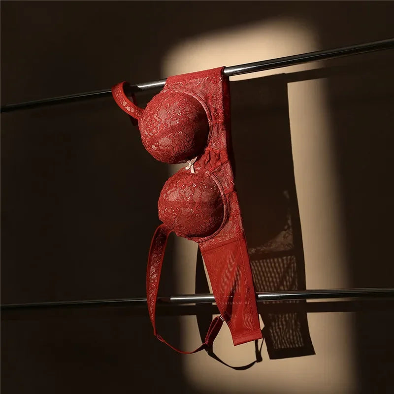 Lace Sexy Hot Bra Woman's Thin Top Up Bra Push-up Big Chest Revealing Small Bra Underwear 70-100 B C D E SWD9097