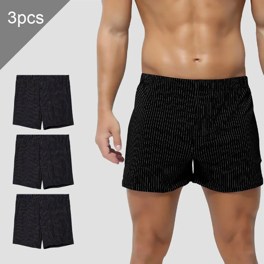 3pc Three pairs of loose cotton men's underwear, breathable home shorts, briefs, comfortable and loose home pajama pants