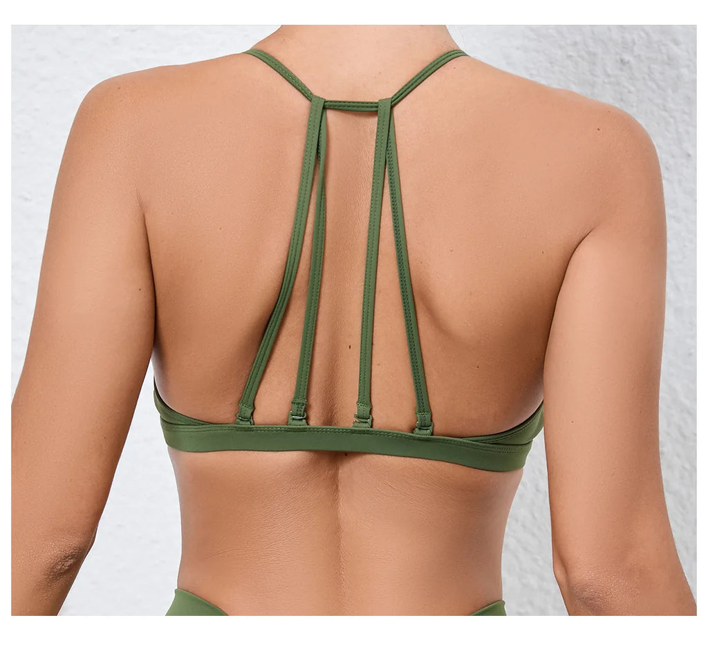 European and American style yoga sports bra with cross-back design, slimming effect, suitable for women exercise and lifting